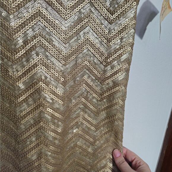 NWT Impeccable Pig Racerback Gold Sequin Sleeveless Mini Dress Size Small - Picture 6 of 9